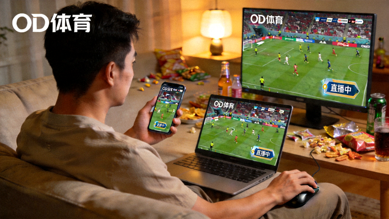 中国球迷通过手机和电脑多设备观看OD体育平台提供的足球直播赛事